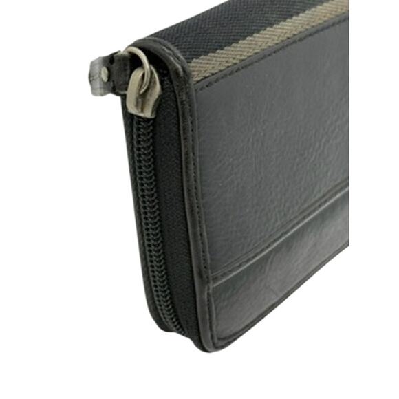 RETAIL $295 Coach Black Leather and Canvas Stripe on Spine Continental Wallet - Picture 5 of 13